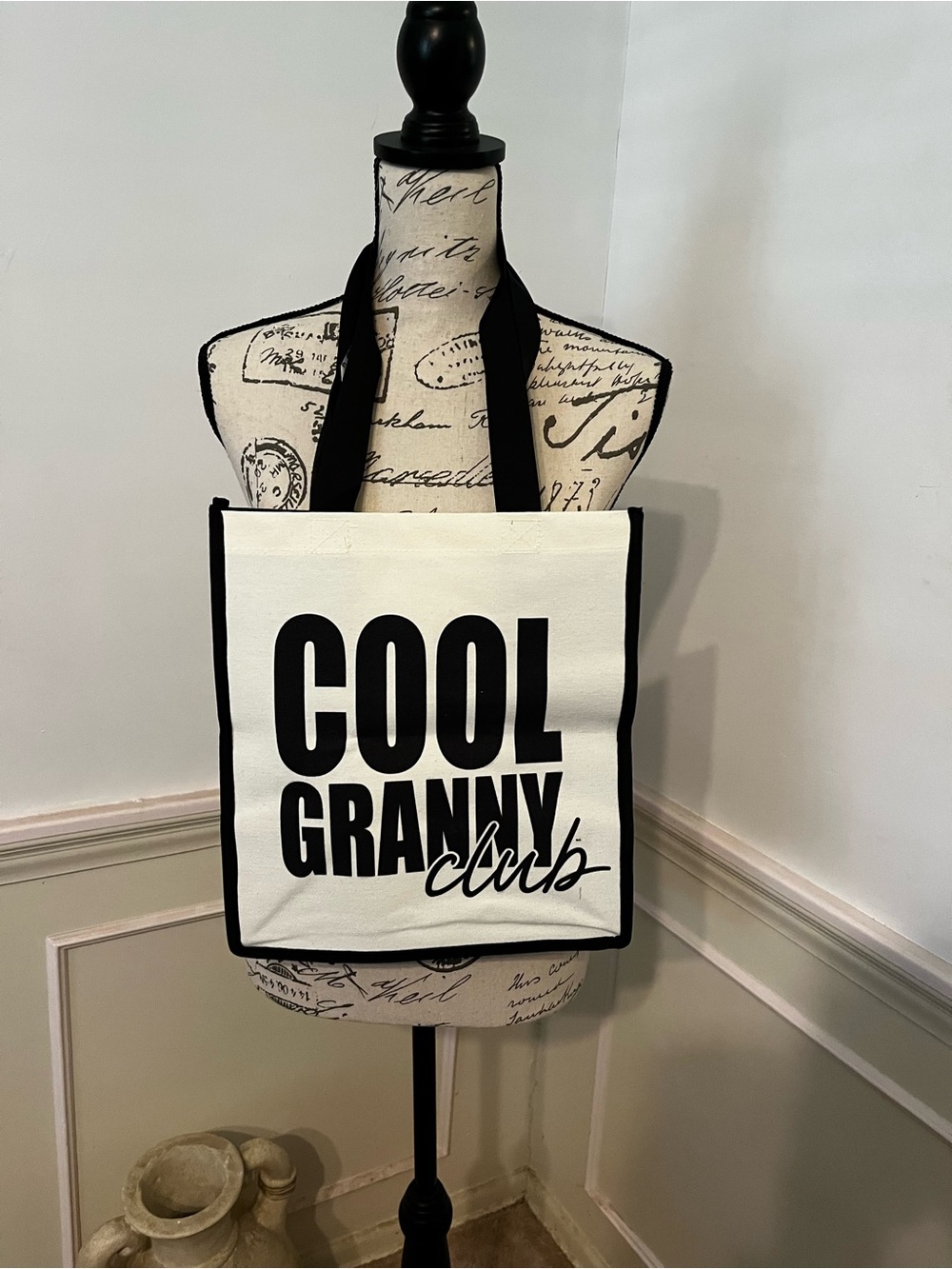 Cool Granny Club Canvas Tote - Black & White